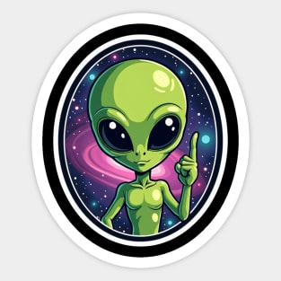 Cosmic Command: The Pointing Alien Sticker